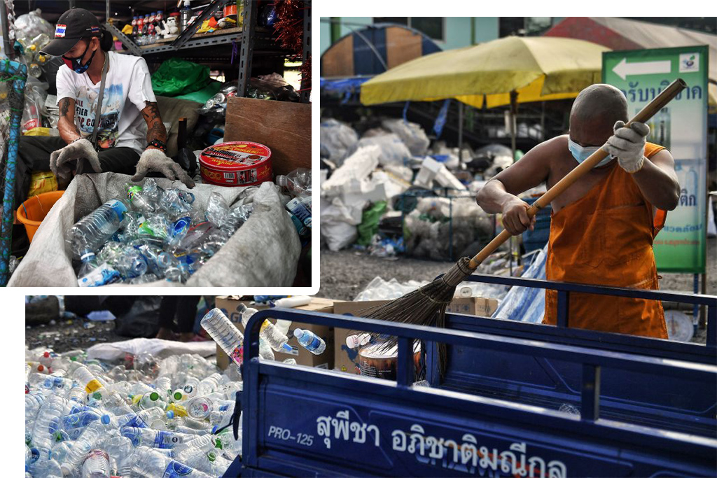 Image result for Các hòa thượng Thái Lan biến rác thải nhựa thành áo cà sa và khẩu trang
